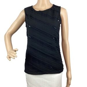 Ann Taylor Factory Petite Top Size SP Black Sleeveless